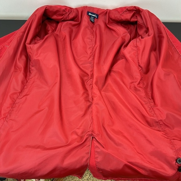Denim&Co.Red Denim Long Line Jacket Button Front Pockets size Medium Oversized - Picture 6 of 14